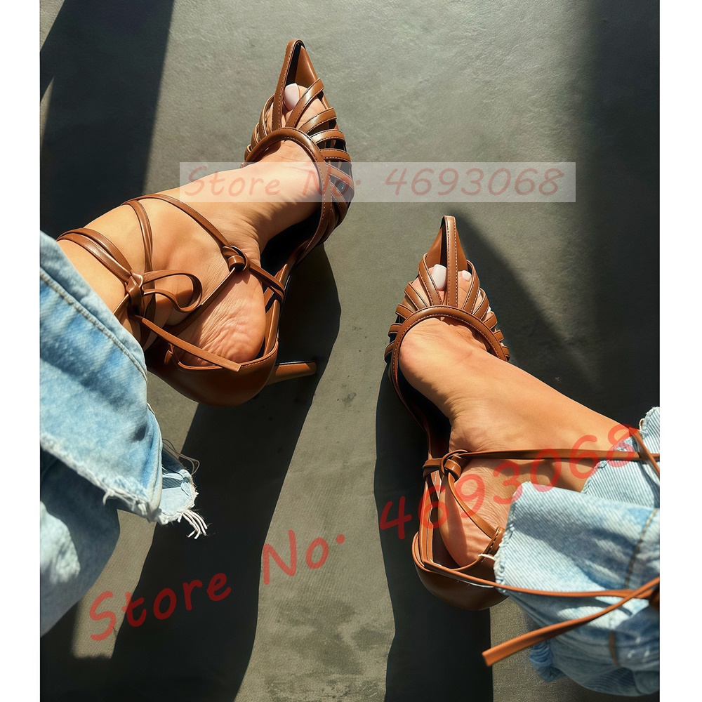 Brown Pointy Toe Caged Sandals - огляд і ціна Crossfit Ladies