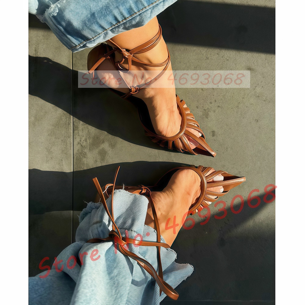 Brown Pointy Toe Caged Sandals - огляд і ціна Crossfit Ladies